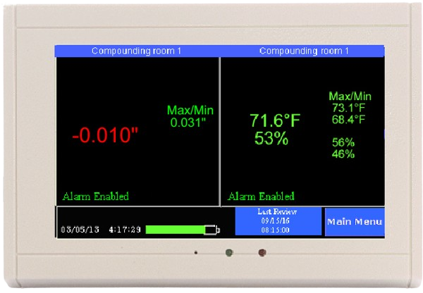 TV2 QuickCheck cleanroom monitoring display